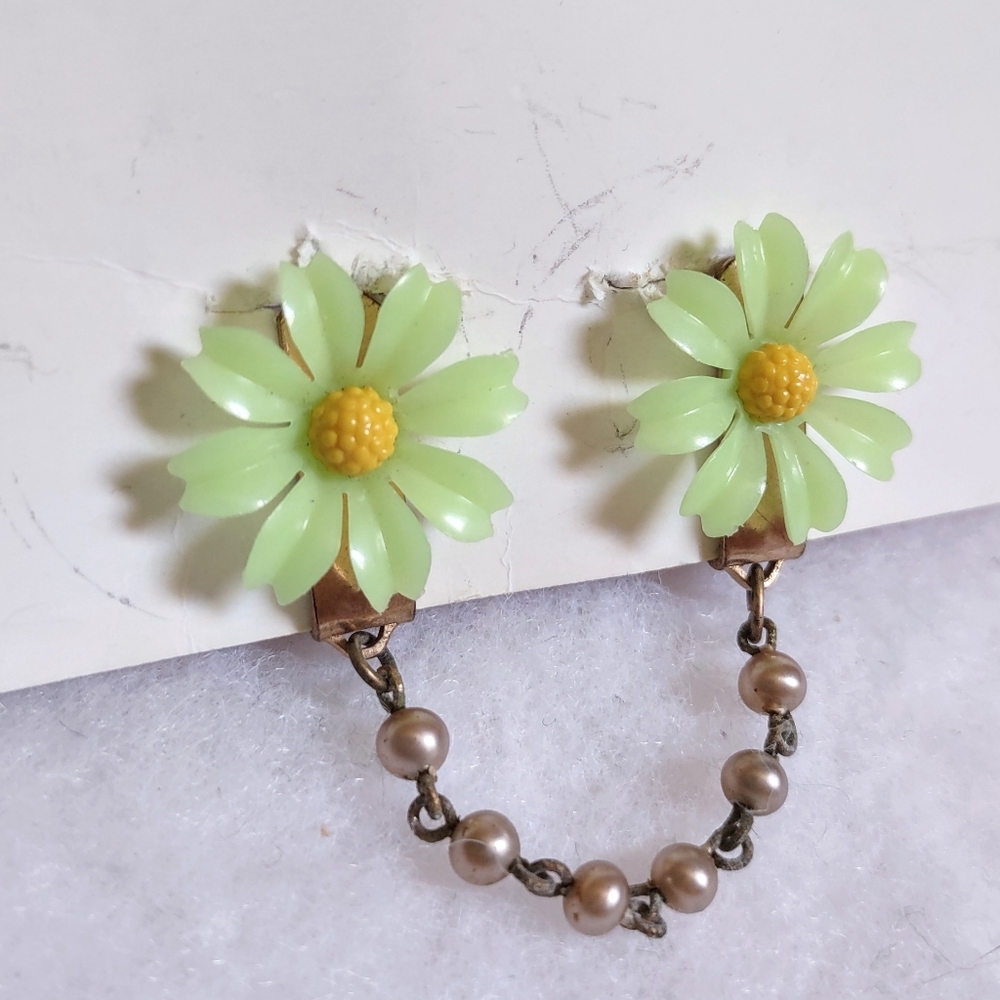 Sweater Clips Guard - Lt Green Flowers Vintage